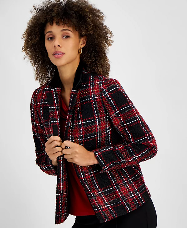 Women's Plaid Tweed Blazer