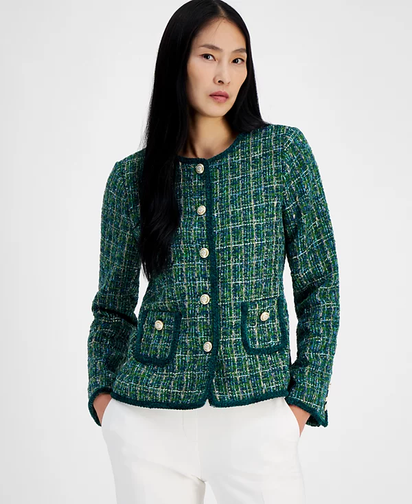 Women's Bouclé Round-Neck Jacket