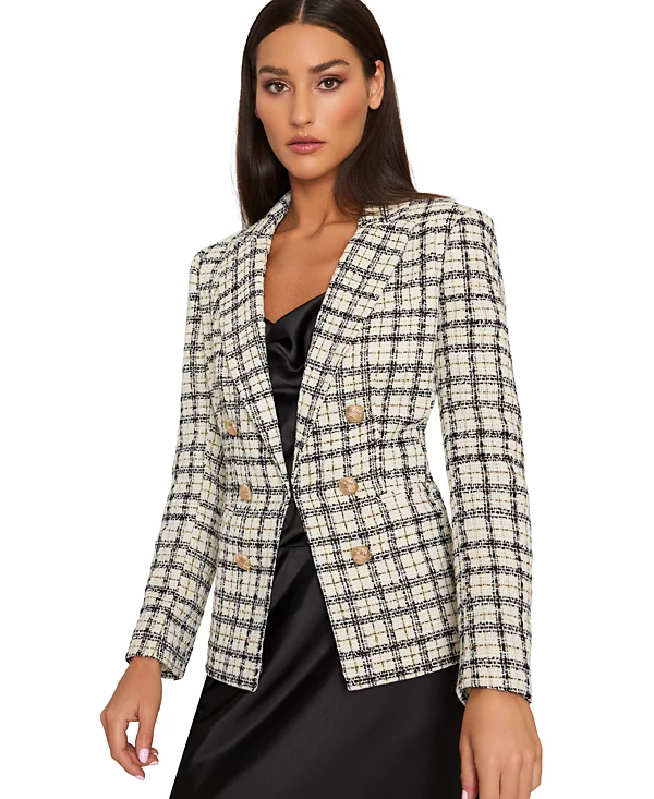 Women's Faux Double-Breasted Tweed Blazer